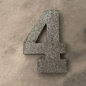 Silver Glitter Number 4 Table Decor Party